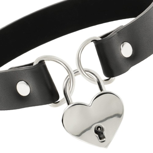 Coquette Chic Desire Vegan Leather Heart Key Collar