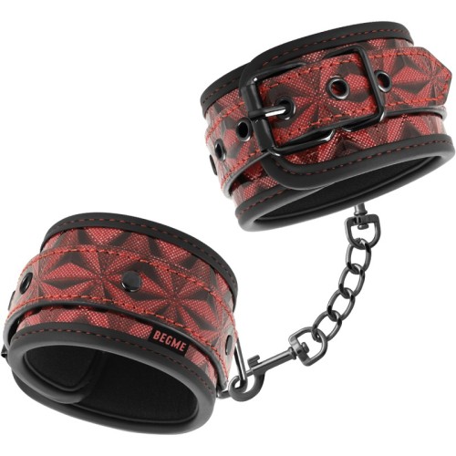 Begme Black Vegan Leather Handcuffs for Bondage Play