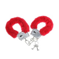 Red Furry Metal Cuffs