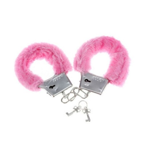 Pink Furry Metal Handcuffs