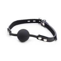 Silicone Gag with Leather Strap and Lock for Sensual Adventures