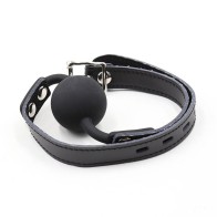 Silicone Gag with Leather Strap and Lock for Sensual Adventures