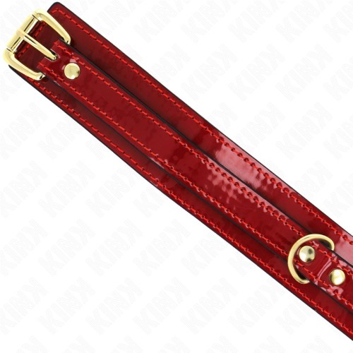 Kink Collar Ajustable Rojo Vino con Detalles Dorados - Equipamiento BDSM