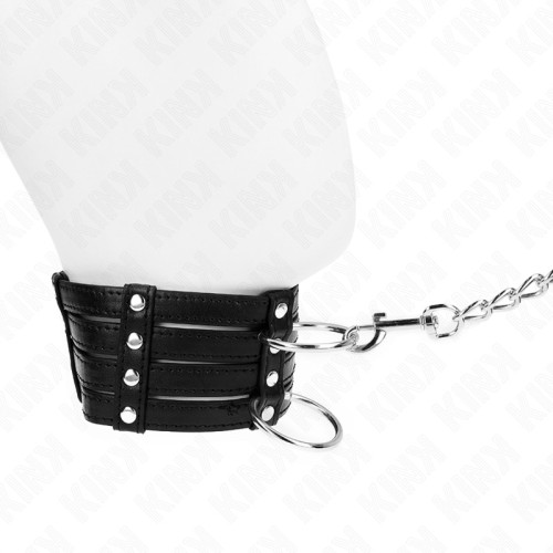 Kink Adjustable Leather and Chain Collar with Leash