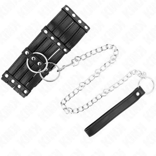 Kink Adjustable Leather and Chain Collar with Leash