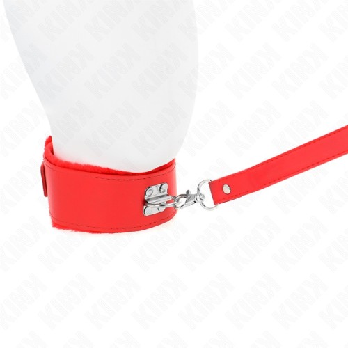 Kink Red Spiked Collar with 116 cm Leash Model 4 - Quality BDSM Gear