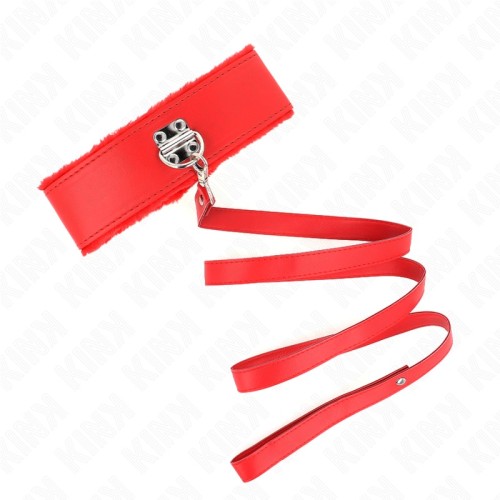 Kink Red Spiked Collar with 116 cm Leash Model 4 - Quality BDSM Gear