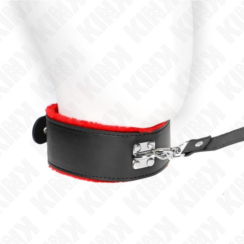 Kink - Red Leather Adjustable Collar with Leash 116 cm