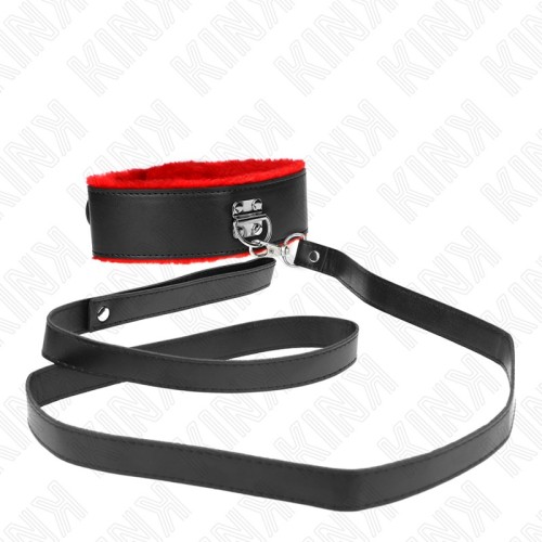 Kink - Red Leather Adjustable Collar with Leash 116 cm