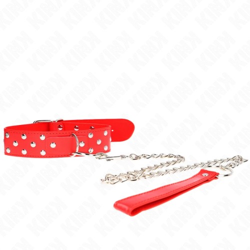 Kink Collar Rojo Ajustable y Correa para BDSM