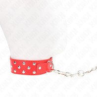 Kink Collar Rojo Ajustable y Correa para BDSM