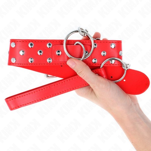 Kink Collar Rojo Ajustable y Correa para BDSM