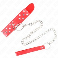 Kink Collar Rojo Ajustable y Correa para BDSM