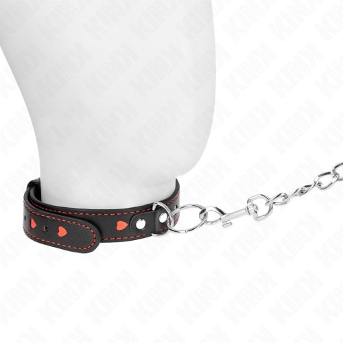 Kink Collar with Leash and Heart Details