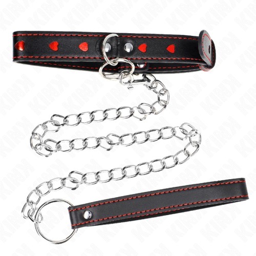 Kink Collar with Leash and Heart Details