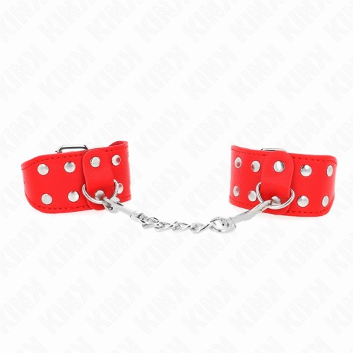 Kink Adjustable Red Studded Wrist Cuffs - Premium BDSM Gear