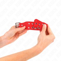 Kink - Muñequeras Con Doble Línea De Tachuelas Ajustable Rojo - Equipamiento BDSM Premium