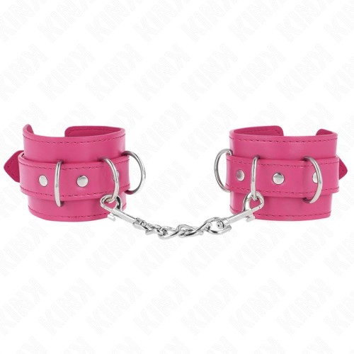 Kink Adjustable Bone Cuffs With 3 D-Rings - Pink