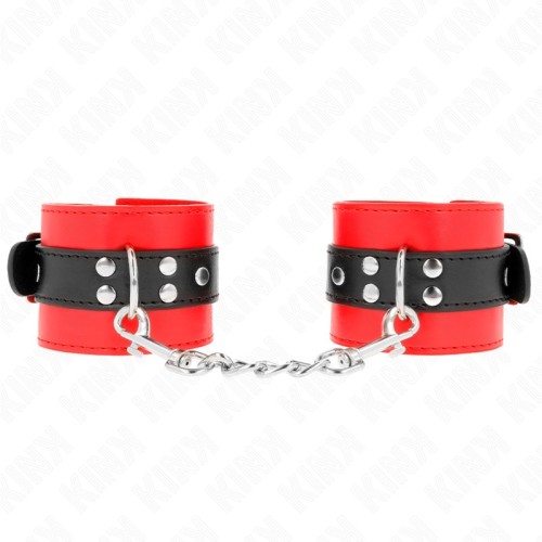 Kink Adjustable Wrist Straps Red with Black Strap - BDSM Control