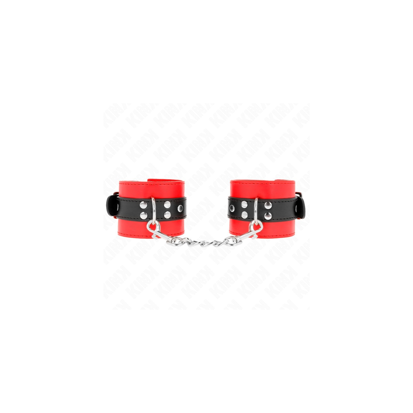 Kink Adjustable Wrist Straps Red with Black Strap - BDSM Control