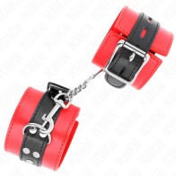 Kink Adjustable Wrist Straps Red with Black Strap - BDSM Control