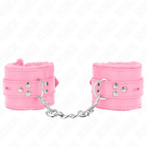 Kink Padded Wrist Cuffs Adjustable Strap Pink