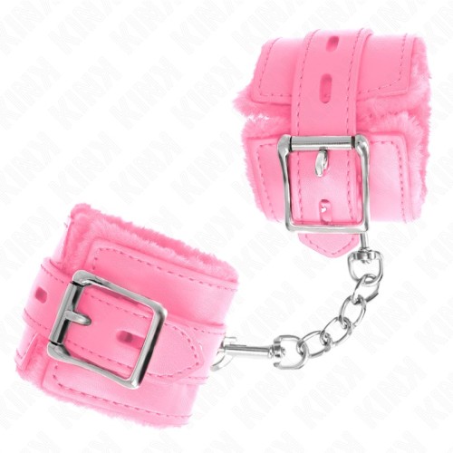 Kink Padded Wrist Cuffs Adjustable Strap Pink