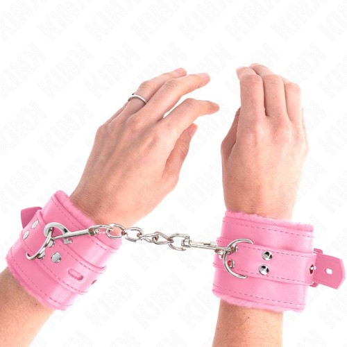 Kink Padded Wrist Cuffs Adjustable Strap Pink