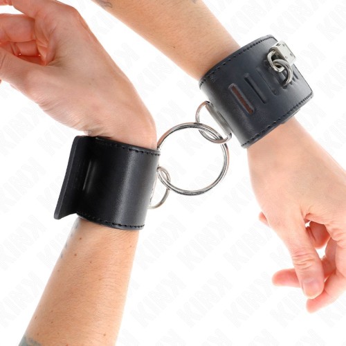 Kink Fixed Cuffs With Ring And Padlock Black