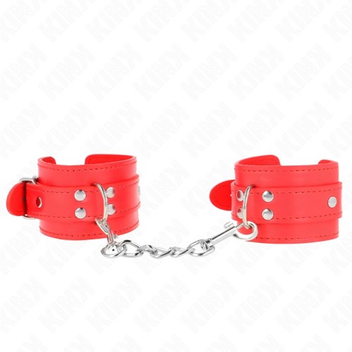 Kink Muñequeras Sencillas Ajustables Rojas para BDSM