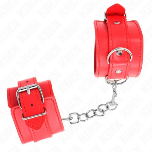 Kink Muñequeras Sencillas Ajustables Rojas para BDSM