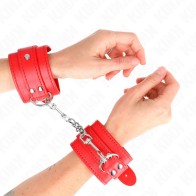 Kink Muñequeras Sencillas Ajustables Rojas para BDSM