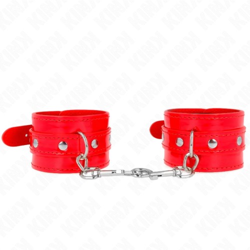 Kink Muñequeras Ajustables con Tachuelas Rojas - Equipamiento BDSM