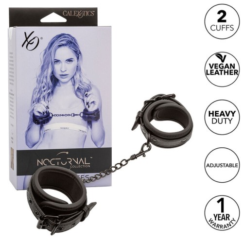 Nocturnal Adjustable Leather Handcuffs Black