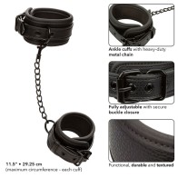 Nocturnal Adjustable Leather Ankle Cuffs Black