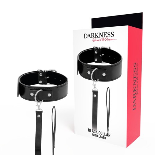 Darkness Leather Posture Collar with Chain - BDSM Essential