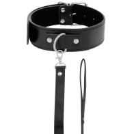 Darkness Leather Posture Collar with Chain - BDSM Essential