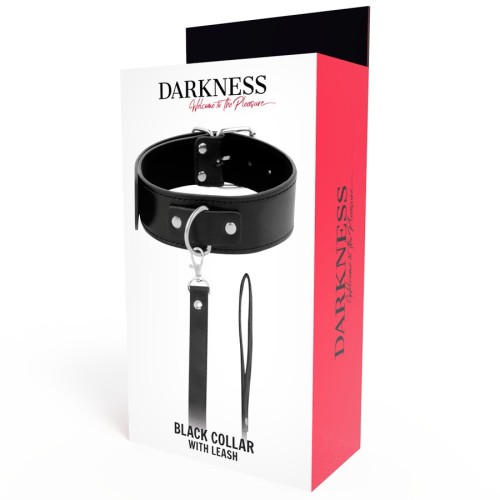 Darkness - Collar De Postura Con Cadena Leather - Esencial BDSM