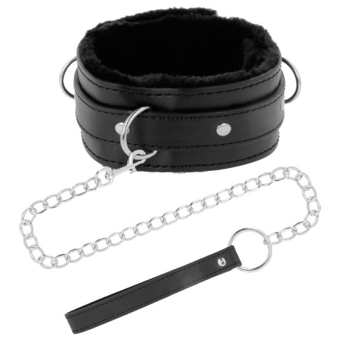 Darkness Comfortable Posture Collar with Chain Leather