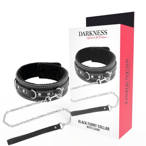 Collar De Cuero Alta Calidad Con Correa Darkness