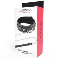 Collar De Cuero Alta Calidad Con Correa Darkness