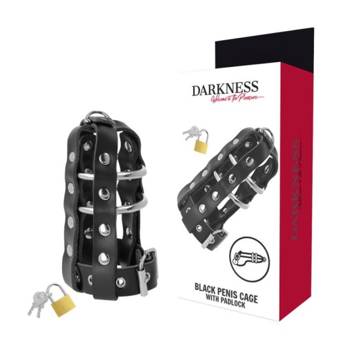 Darkness Leather Chastity Cage for Intense Control