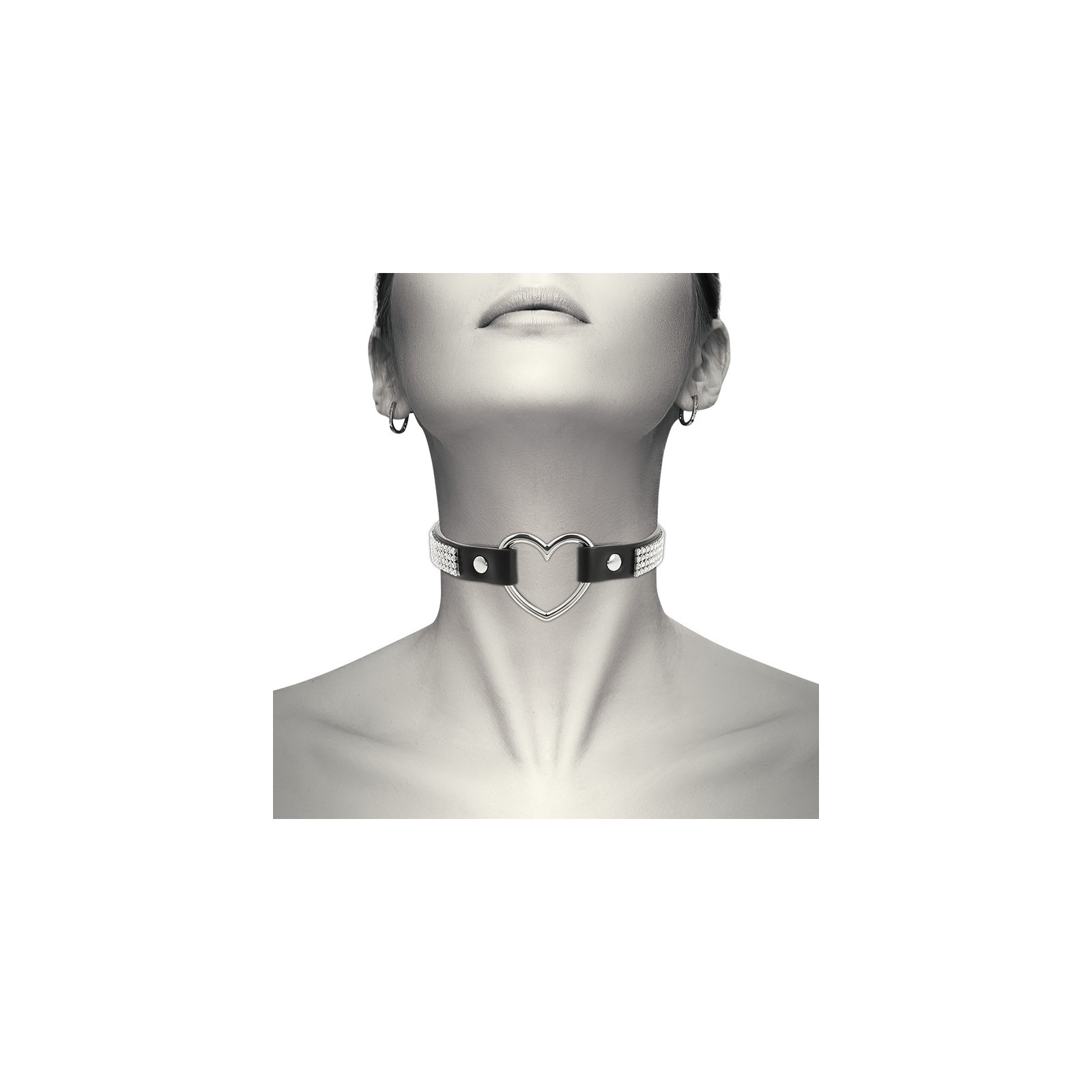 Coquette Chic Vegan Leather Heart Choker for bondage looks