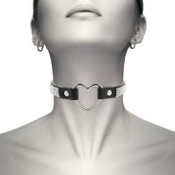 Coquette Chic Vegan Leather Heart Choker for bondage looks