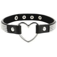 Coquette Chic Vegan Leather Heart Choker for bondage looks