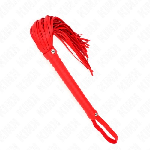 Kink Textured Handle Red Whip - BDSM Toy