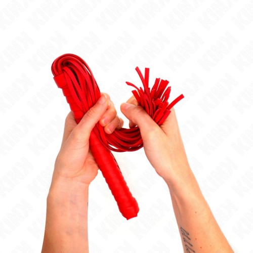 Kink Textured Handle Red Whip - BDSM Toy