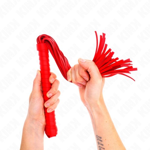 Kink Textured Handle Red Whip - BDSM Toy