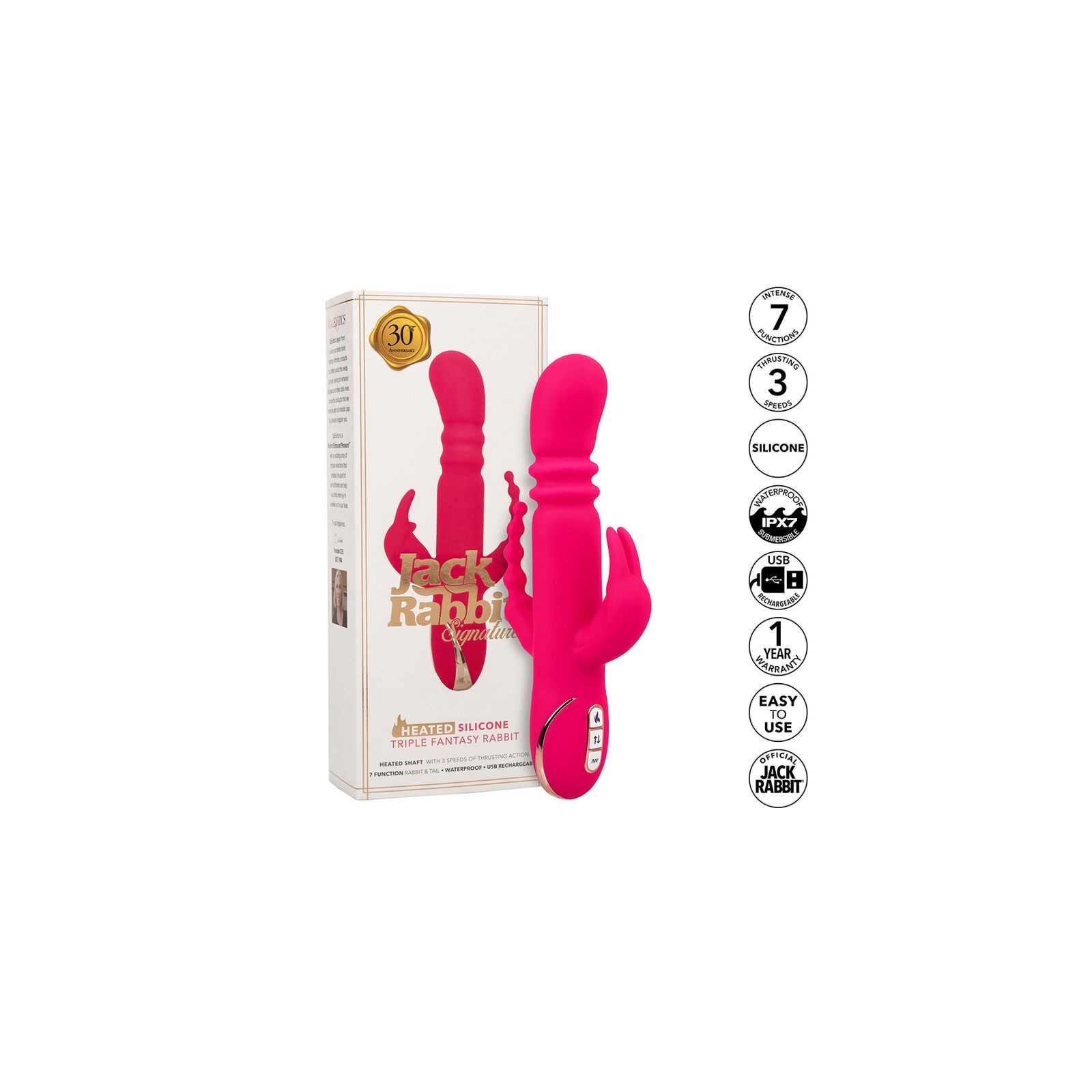 Jack Fantasy Heated Triple Rabbit Vibrator Pink