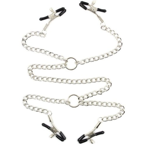 4 Nipple Clamps with Chains - Enhance Pleasure in BDSM